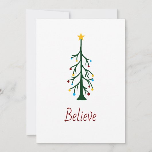 Frohe Weihnachten Modern Evergreen Tree glauben (Vorderseite)