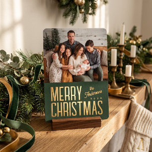 Frohe Weihnachten Modern Family Foto - Grün Folien Feiertagskarte