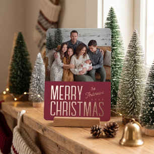 Frohe Weihnachten Modern Family Foto - Rot Folien Feiertagskarte