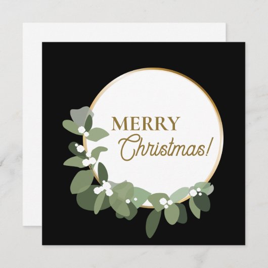 Frohe Weihnachten Modern Green Wreath Custom Logo (Vorne/Hinten)