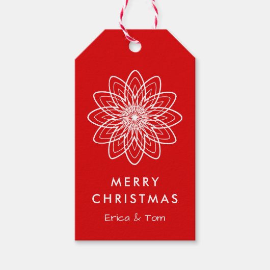 Frohe Weihnachten modern minimalistisch floral Geschenkanhänger (Vorderseite)