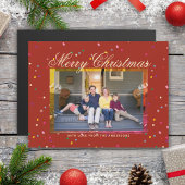 Frohe Weihnachten Modern Red Gold Family Foto Card Magnetkarte