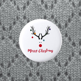 Frohe Weihnachten, modern Rentierweiß Button