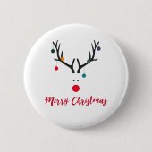 Frohe Weihnachten, modern Rentierweiß Button (Vorderseite)