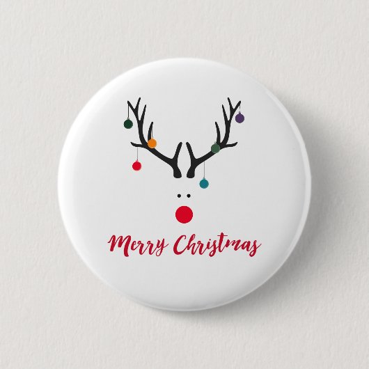 Frohe Weihnachten, modern Rentierweiß Button (Vorderseite)
