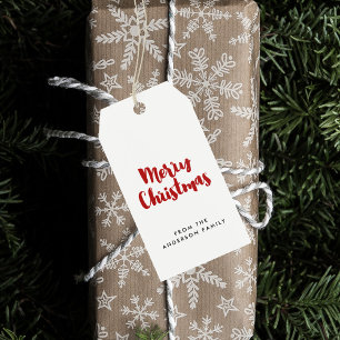 Frohe Weihnachten modern rot-weiß Geschenkanhänger