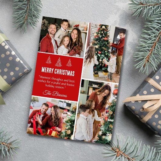 Frohe Weihnachten moderne 4-Familien-Foto niedlich