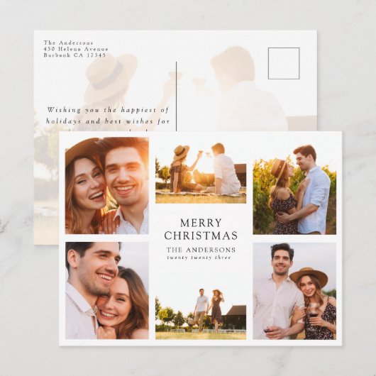 Frohe Weihnachten Moderne 6 Foto Collage (Vorne/Hinten)