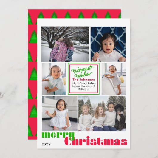 Frohe Weihnachten moderne 6 Foto Rot und Grün (Vorne/Hinten)