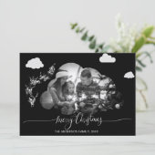Frohe Weihnachten Moderne Black Cloud Foto Hollida Einladung (Stehend Vorderseite)