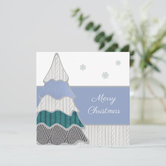 Frohe Weihnachten Moderne blaue Textur Tree (Stehend Vorderseite)