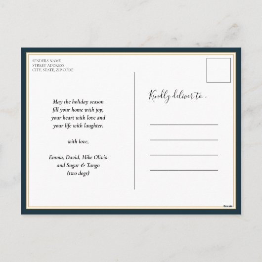 Frohe Weihnachten Moderne Blue Script 3 Foto (Rückseite)