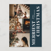 Frohe Weihnachten Moderne Blue Script 3 Foto (Vorderseite)