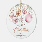 Frohe Weihnachten moderne boho metallische Aquarel Keramik Ornament (Links)