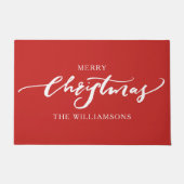 Frohe Weihnachten Moderne Calligraphie Custom Red Fußmatte (Vorderseite)