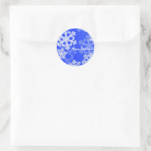 Frohe Weihnachten Moderne Cobalt Blue Snowflakes Runder Aufkleber (Tasche)