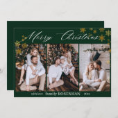 Frohe Weihnachten Moderne Collage Snowflakes Grün (Vorne/Hinten)