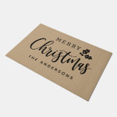 Frohe Weihnachten Moderne Drehbuch Personalisiert  Fußmatte (Schrägansicht)