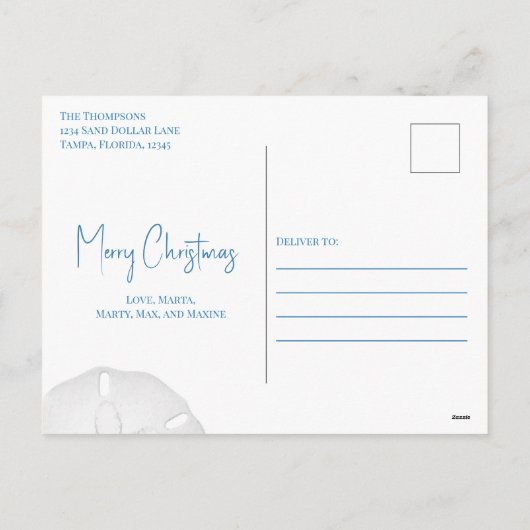 Frohe Weihnachten Moderne einfache Blue Sand Dolla (Rückseite)