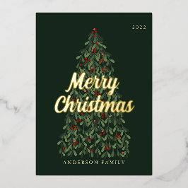 Frohe Weihnachten Moderne Elegante Weihnachtsbaum Folien Feiertagskarte