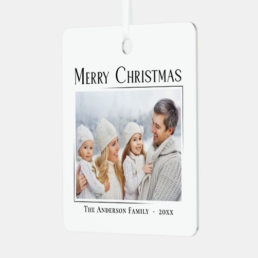 Frohe Weihnachten Moderne Elegantes Minimalistisch Ornament Aus Metall (Vorderseite links)