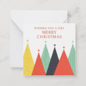 Frohe Weihnachten Moderne farbenfrohe Bäume Mitteilungskarte (Vorderseite)