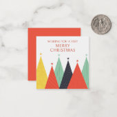 Frohe Weihnachten Moderne farbenfrohe Bäume Mitteilungskarte (Vorderseite/Rückseite Beispiel)