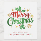 Frohe Weihnachten Moderne Festivals rustikale Typo Weinetikett (Einzelnes Label)