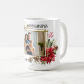 Frohe Weihnachten Moderne Foto rote Blumen Kaffeetasse (VorderseiteRechts)