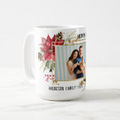 Frohe Weihnachten Moderne Foto rote Blumen Kaffeetasse (Vorderseite Links)