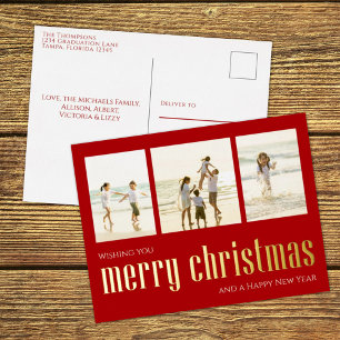 Frohe Weihnachten Moderne FotoCollage Folien Feiertagspostkarte