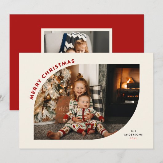 Frohe Weihnachten Moderne Frame Red Letters (Vorne/Hinten)