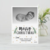 Frohe Weihnachten Moderne | Gold Stars Foto Card (Stehend Vorderseite)
