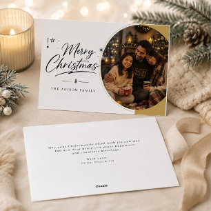 Frohe Weihnachten Moderne Goldene Kreis Foto