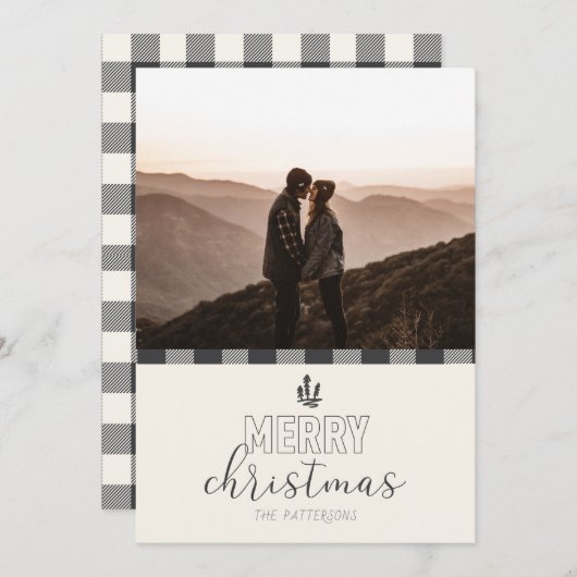 Frohe Weihnachten Moderne Gray Buffalo Karierte Ka (Vorne/Hinten)