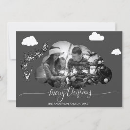 Frohe Weihnachten Moderne Gray Cloud Foto Holliday Einladung