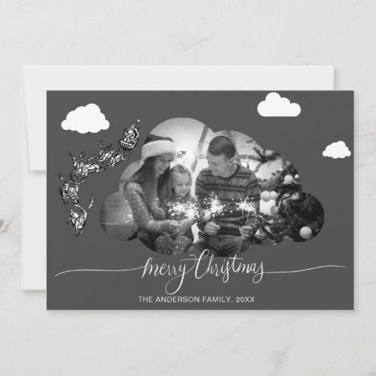 Frohe Weihnachten Moderne Gray Cloud Foto Holliday Einladung (Vorderseite)