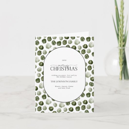 Frohe Weihnachten Moderne Grüne Punkte Foto (Vorderseite)