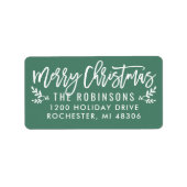 Frohe Weihnachten Moderne grüne Rücksendeadresse Adressaufkleber (Vorne)