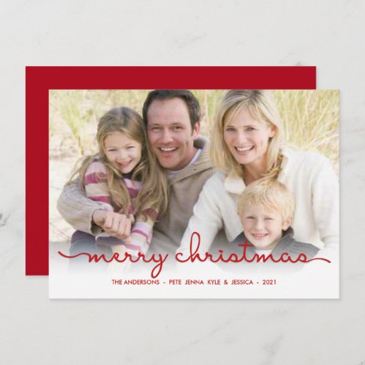 Frohe Weihnachten Moderne Hand Script Flat Foto Ca (Vorne/Hinten)