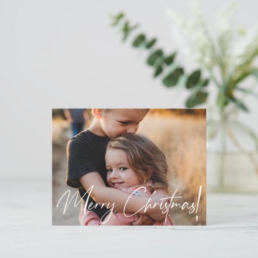 Frohe Weihnachten Moderne Handschrift Script Foto (Stehend Vorderseite)