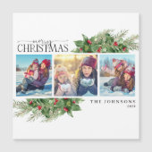 Frohe Weihnachten Moderne Holly Berry Foto Magnet (Vorderseite)
