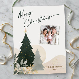 Frohe Weihnachten Moderne Kalligrafie Baum Foto St Postkarte