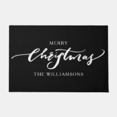 Frohe Weihnachten Moderne Kalligrafie Custom Black Fußmatte (Vorderseite)