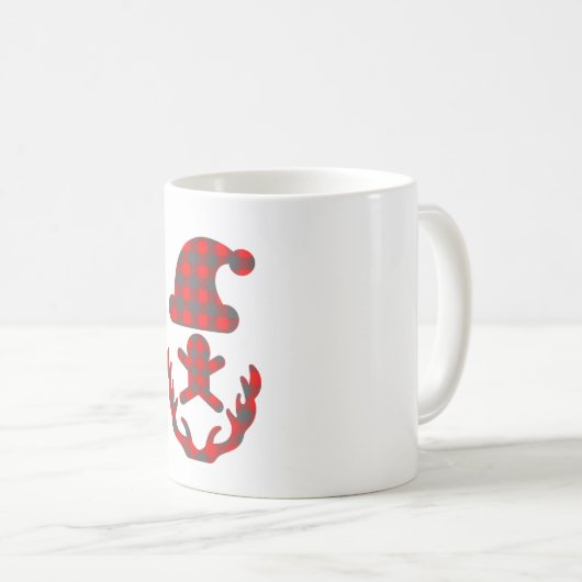 Frohe Weihnachten moderne karierte Tasse (VorderseiteRechts)