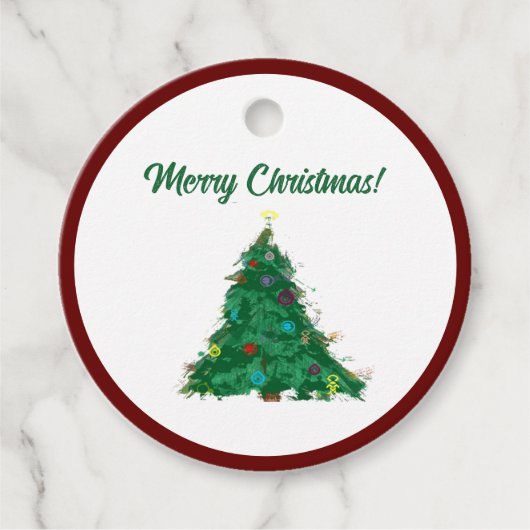 Frohe Weihnachten Moderne Kunst Niedlich Tiny Tree Geschenkanhänger (Vorderseite)