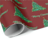 Frohe Weihnachten Moderne Kunst Niedlich Tiny Tree Geschenkpapier (Rolleneckpunkt)