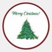 Frohe Weihnachten Moderne Kunst Niedlich Tiny Tree Runder Aufkleber (Vorderseite)