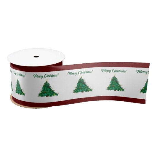 Frohe Weihnachten Moderne Kunst Niedlich Tiny Tree Satinband (Spule)