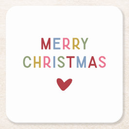 Frohe Weihnachten Moderne Minimalistische Typograf Rechteckiger Pappuntersetzer